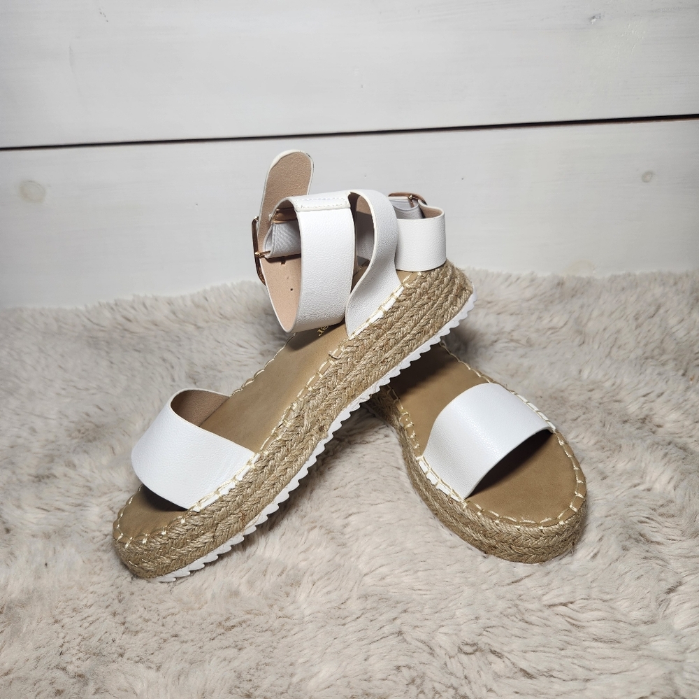 Olivia Miller Women's Almond Beach Espadrille Sandals, Color: White Size: 8